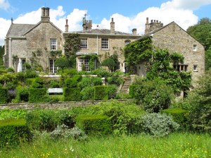 Gresgarth Hall terrace garden with topiary