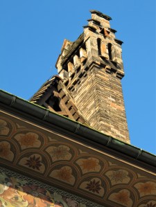 Decorative roofline with chimney