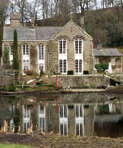 Gresgarth Hall reflected in the lake