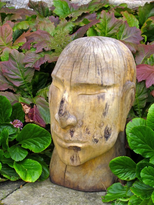 Art in the garden - wooden head