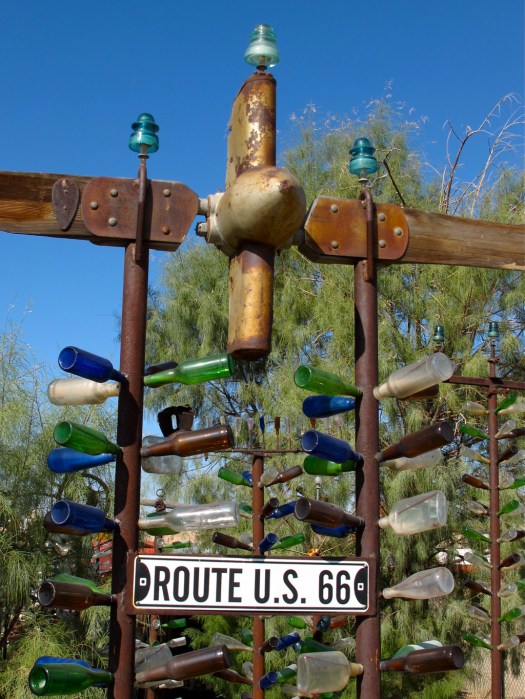 Bottle tree with found object