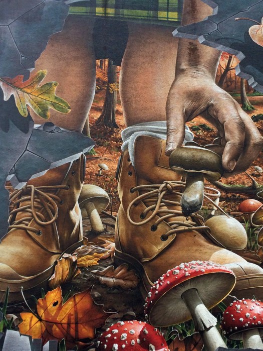 Glasgow street art: Picking mushrooms