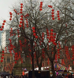 Trees dressed for Chinese New Year