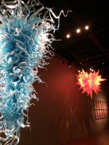 Cihuly art glass lit so it shines