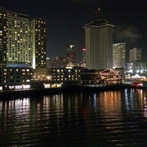 New Orleans at night seen from the river