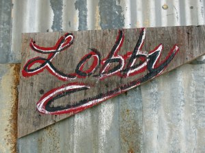 Lobby sign at the Shack Up Inn