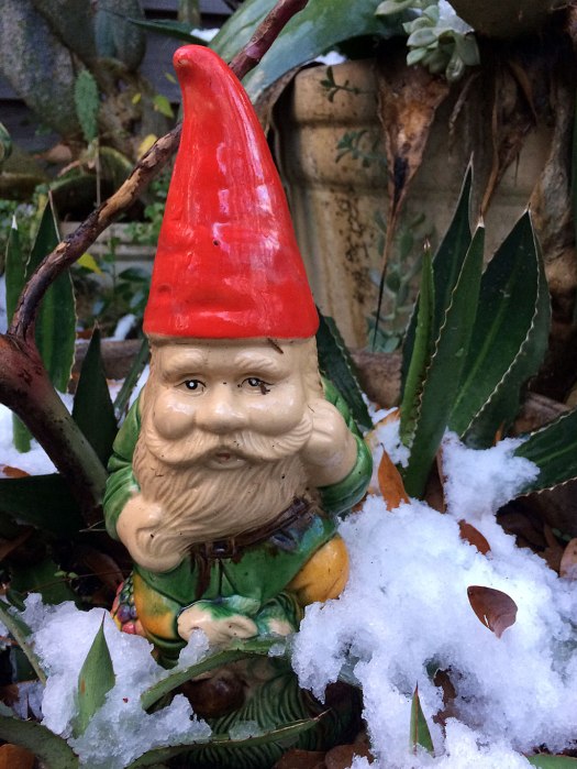 Gnome with snow almost to the knee