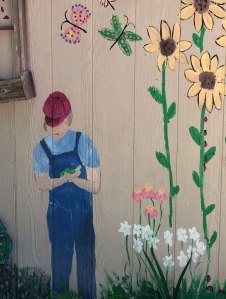 A painting of Peck Cranston as a boy, holding a tortoise