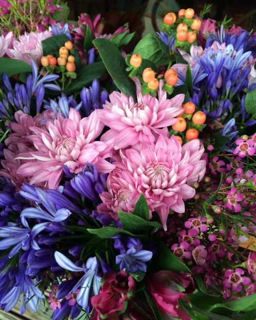 Pink and blue flowers