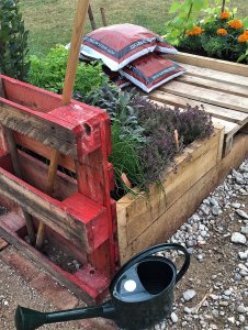 Modular raised garden with herbs and flowers