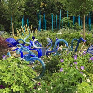 Sinuous blue and spiky turquoise Chihuly art glass