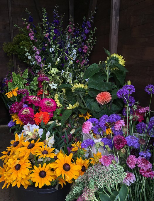 Petal & Twig's shed packed with flowers from their Southport cutting garden