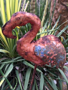 Rusty metal pink flamingo