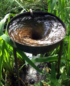 Copper funnel water feature