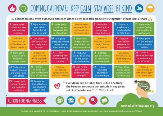 Action for Happiness coping calendar