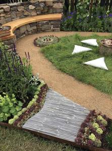 A ridged path edged with succulents