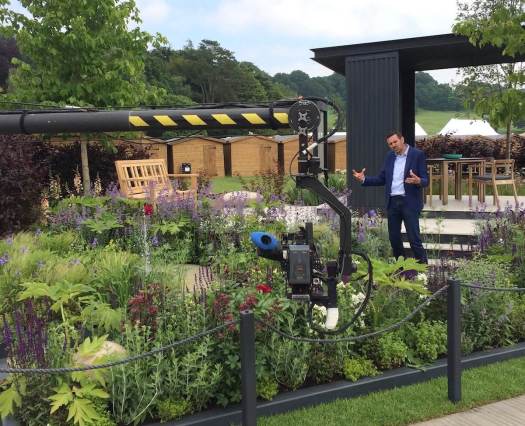 Adam Frost filming at the RHS Chatsworth Flower Show 2018