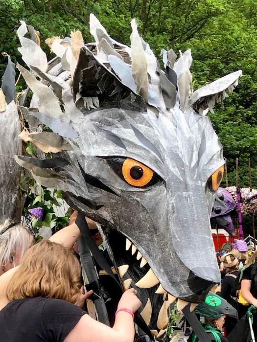 Carnival animal puppet mask with fearsome teeth