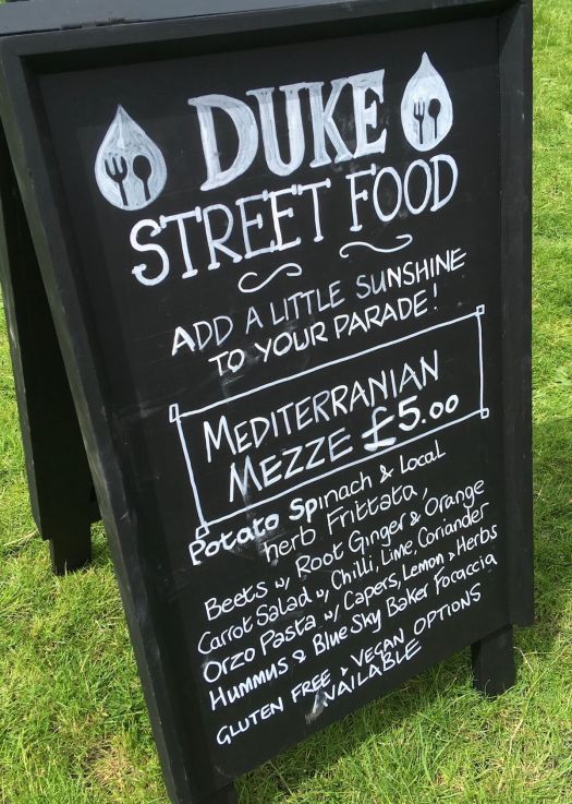 Duke Street Food sign for Mediterranian Meze