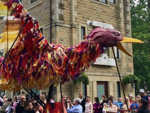 Giant bird puppet, Hebden Bridge Handmade Parade