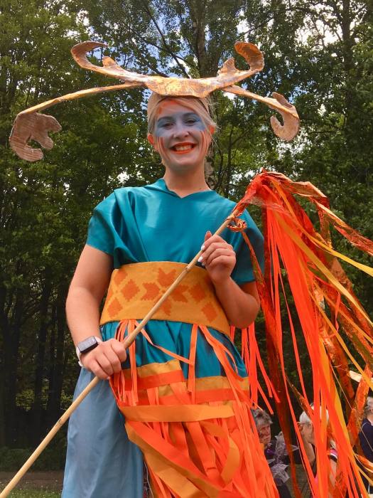 Handmade parade stilt walker