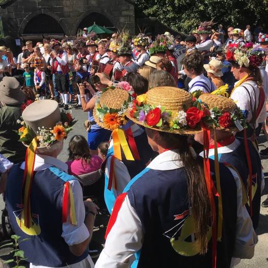 Flower hats in the Saddleworth Rushcart crowd