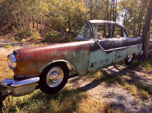 Slice from the edge of a vintage car used to make a fence
