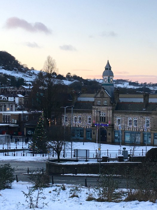 Darwen market in the snow