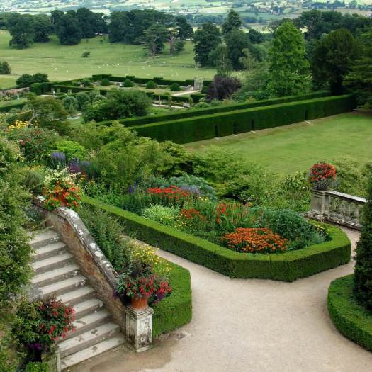Overhead view of Powis Castle gardens