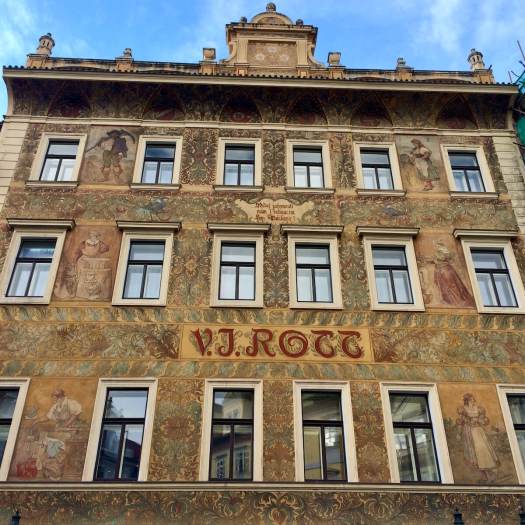 Gold fronted VJ Rott building in Prague