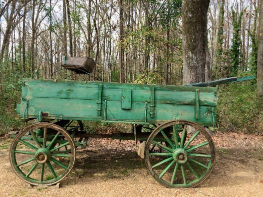 Antique wagon painted green