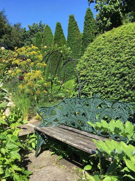 Seat with fern design at York Gate