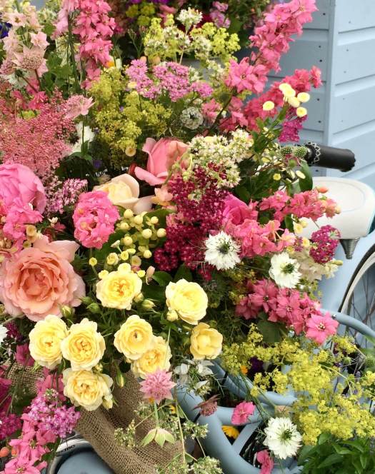 Flowers on a bicycle