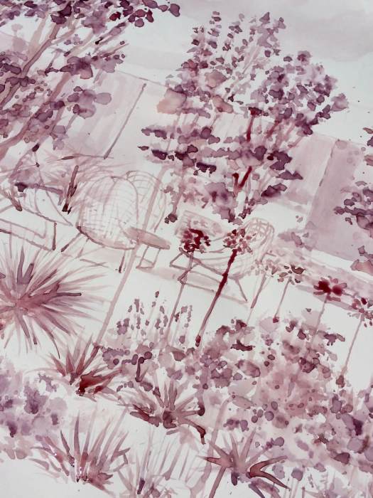 Detail of the Santa Rita garden seating area