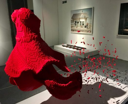 "Red Dress" lego sculpture by Nathan Sawaya