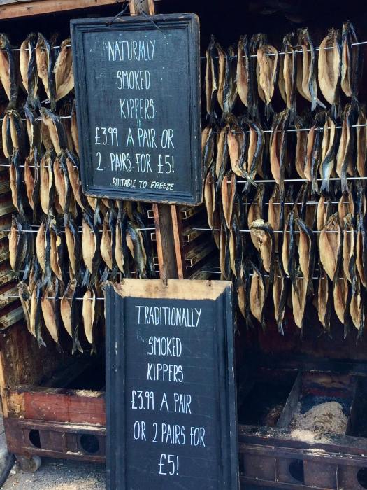 Racks of traditionally smoked kippers