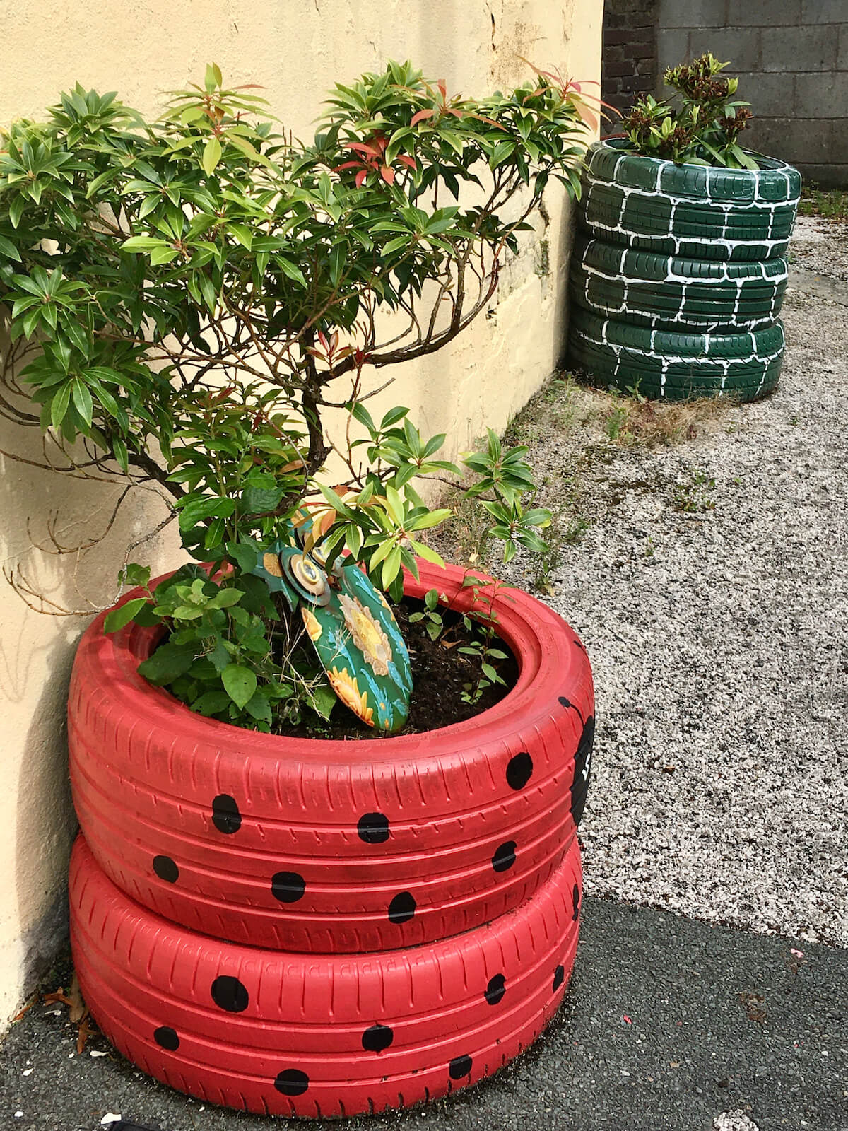 Sweet Tyre Planters Make a Back Alley Look Cared For  Susan Rushton