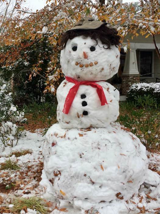 Snowman with red scarf