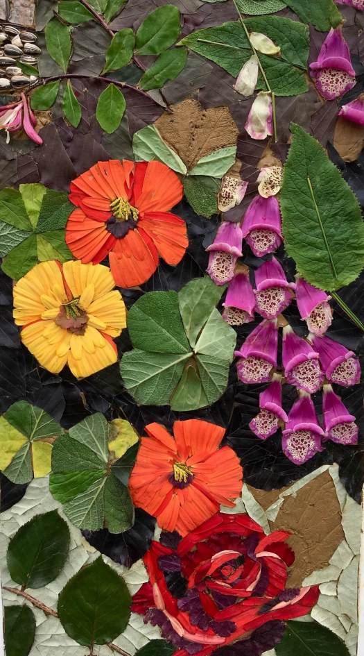Foxgloves and nasturtium, Tideswell well dressing
