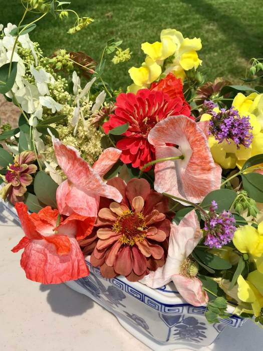 Arrangement of garden flowers