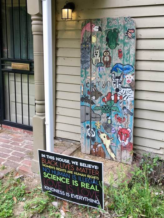 Animals painted on a fence panel, Cooper-Young garden walk