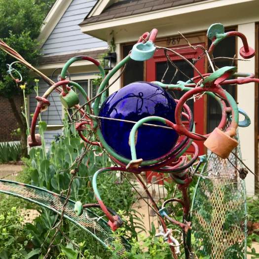 Ornate glass orb at the Cooper-Young 7th annual garden walk