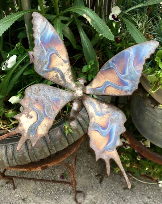 Irridescent metal butterfly