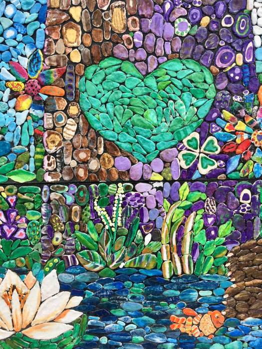 Hearts and flowers mosaic at Floriade, Almere