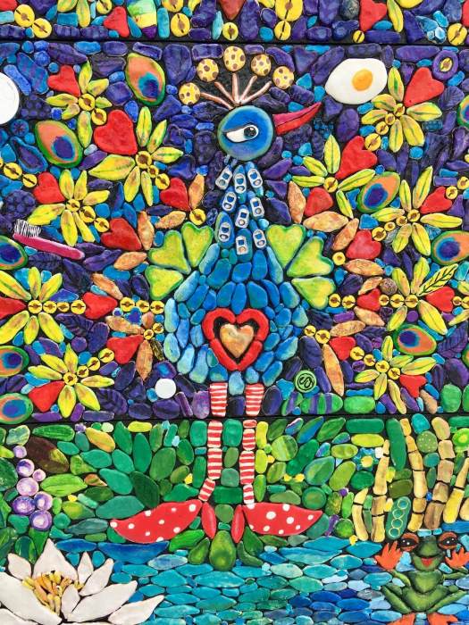 Dreamtime mosaic bird by Lian de Gier