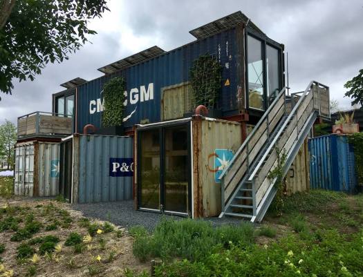 Repurposed shipping containers used as offices