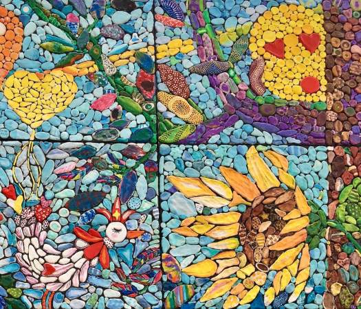 Sunflower and birds mosaic, Floriade