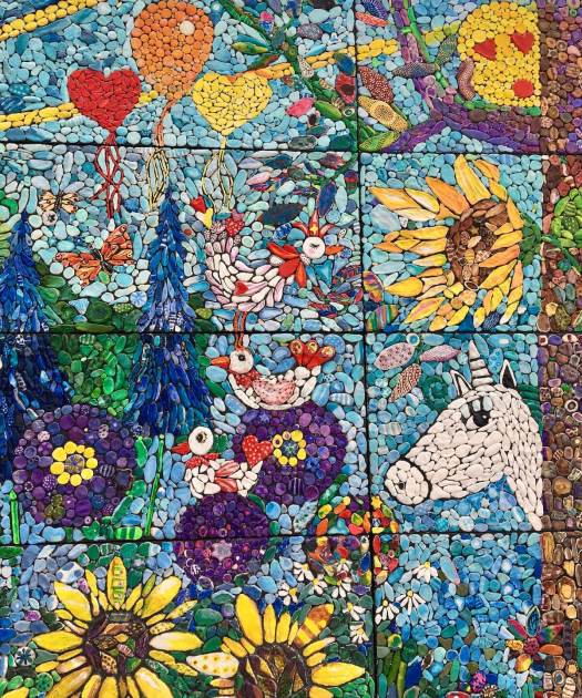Unicorn and birds mosaic by Lian de Gier