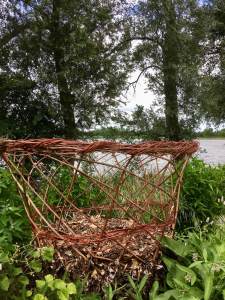 Woven leaf basket in the Wilde Weelde garden