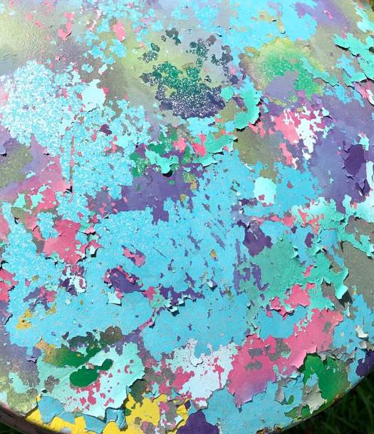 Colourful peeling layers of paint